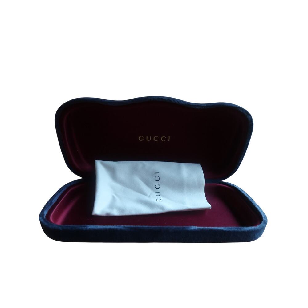 Gucci Blue Velvet Eyeglasses Sunglasses Case Red Interior Dust Bag - Picture 4 of 10